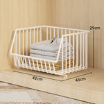 Closet Basket Organizer Stackable 3-Tier Open-Front Steel Wire