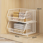 Closet Basket Organizer Stackable 3-Tier Open-Front Steel Wire