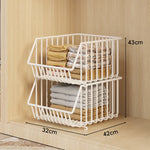 Closet Basket Organizer Stackable 3-Tier Open-Front Steel Wire