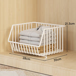 Closet Basket Organizer Stackable 3-Tier Open-Front Steel Wire