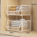 Closet Basket Organizer Stackable 3-Tier Open-Front Steel Wire