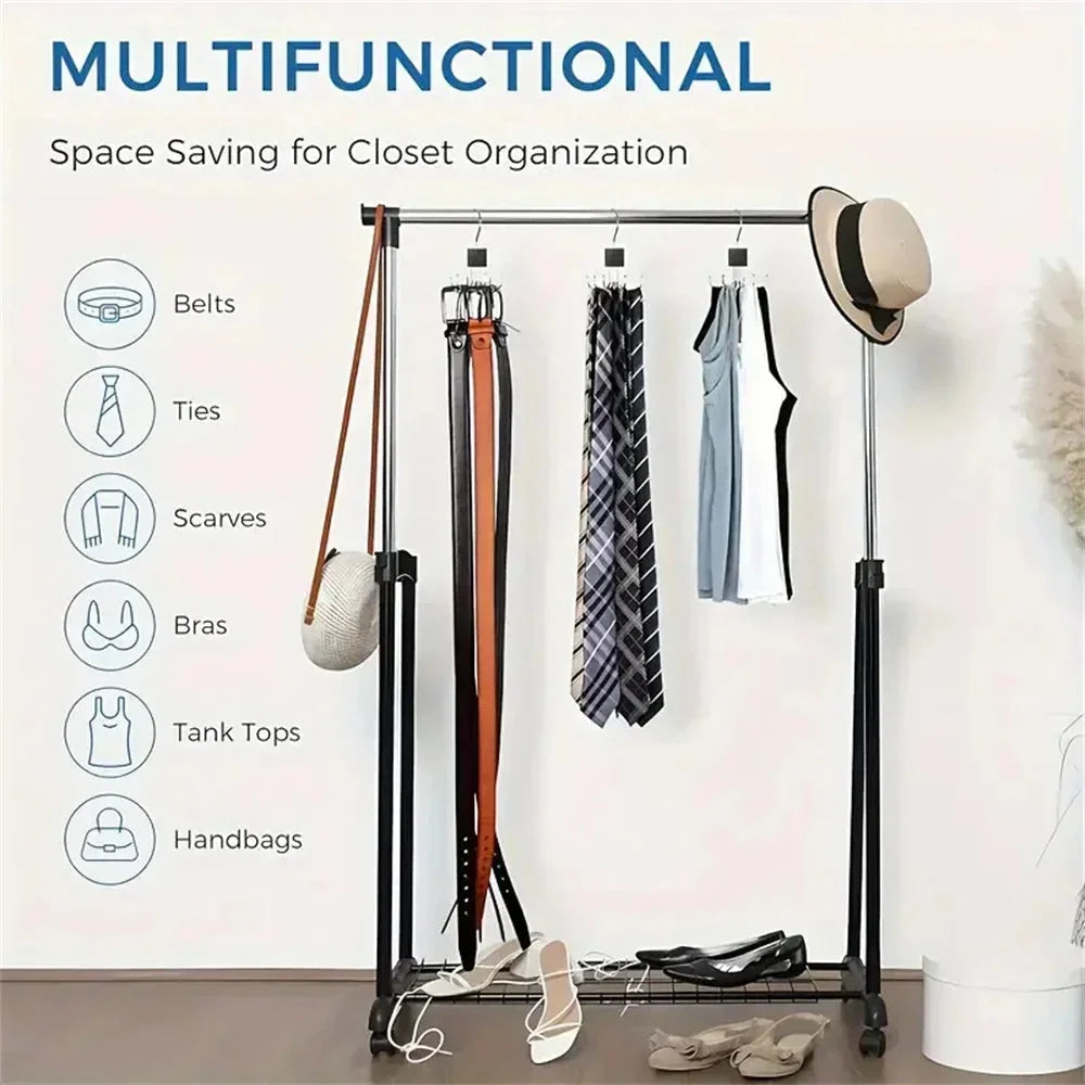 Closet Hook Organizer 360° Rotating Metal 6 Hooks