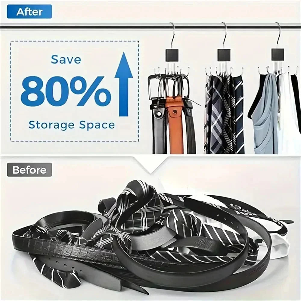 Closet Hook Organizer 360° Rotating Metal 6 Hooks