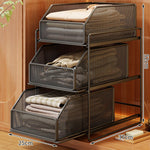Closet Organizer Sliding Mesh Baskets Steel Frame