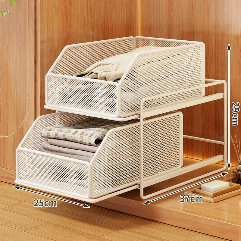 Closet Organizer Sliding Mesh Baskets Steel Frame