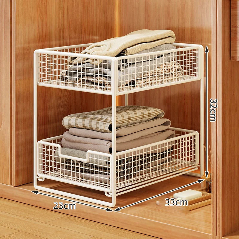Closet Organizer Stackable Pull-Out Wire Mesh Drawers