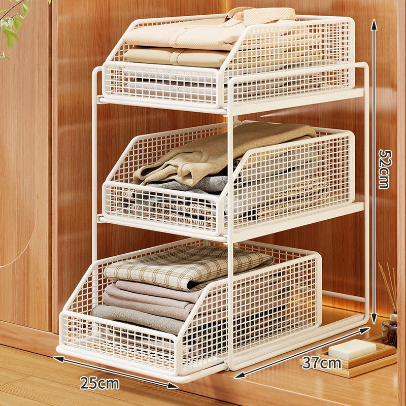 Closet Organizer Stackable Pull-Out Wire Mesh Drawers