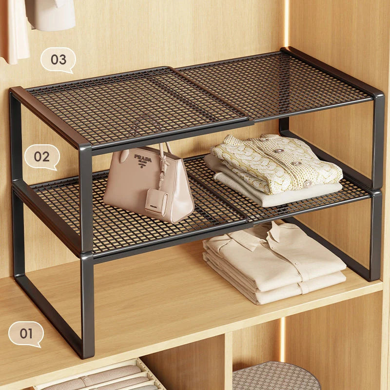 Closet Shelf Riser Adjustable Steel Stackable Storage