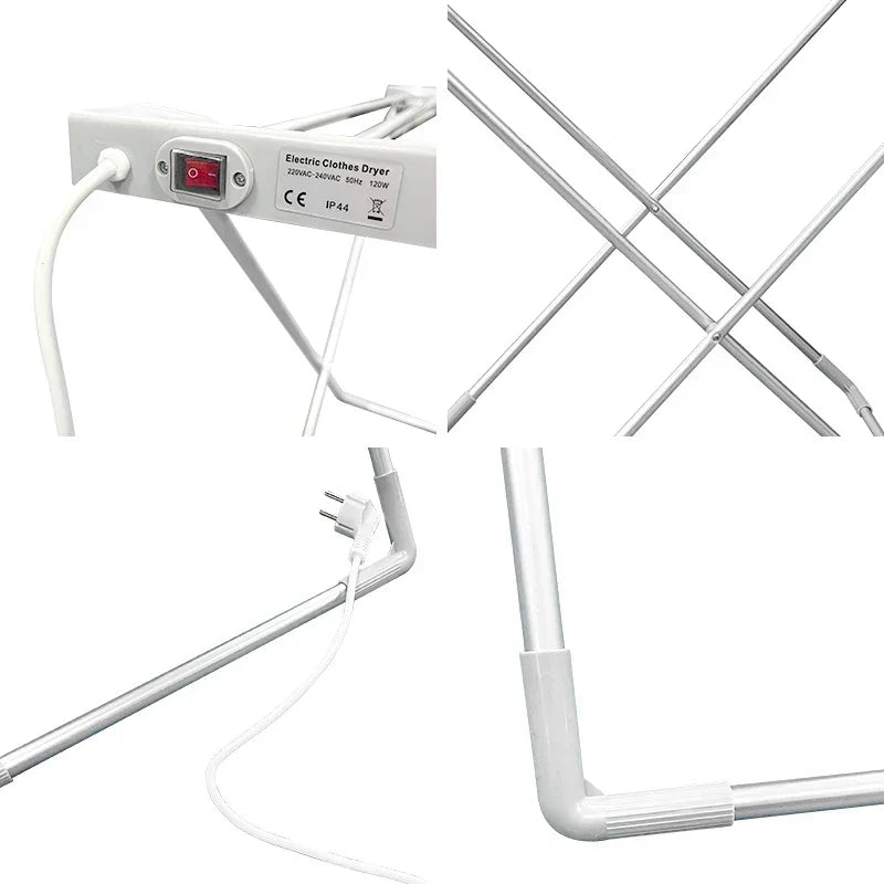 Clothes Drying Rack Heated Foldable Aluminum 120W