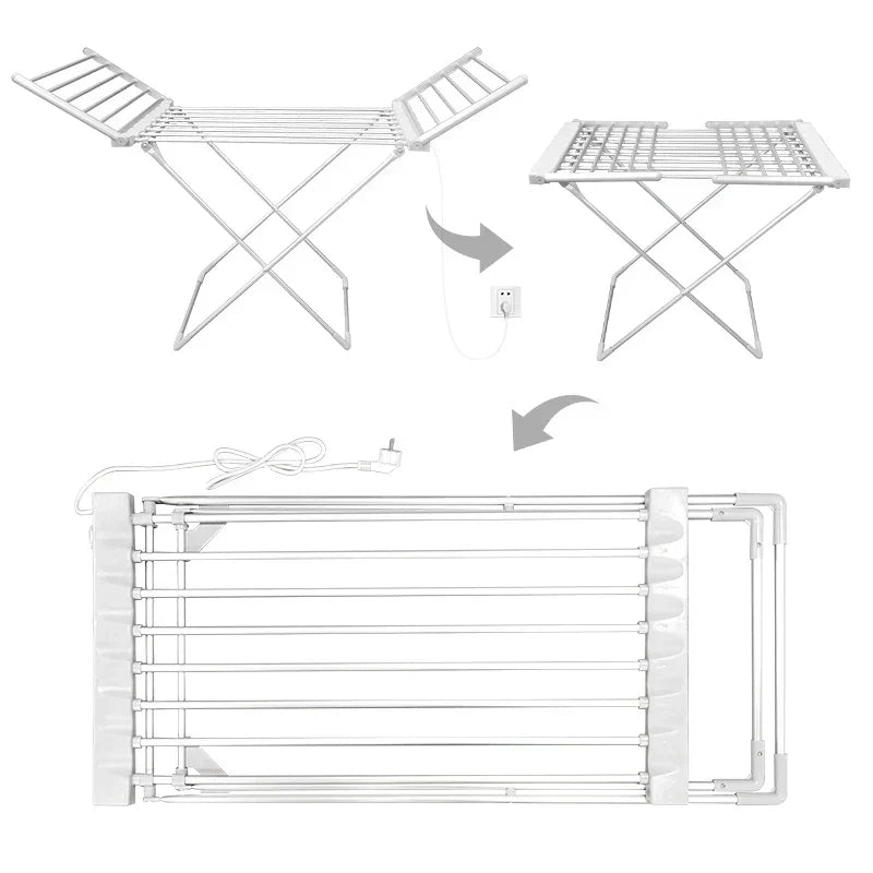 Clothes Drying Rack Heated Foldable Aluminum 120W