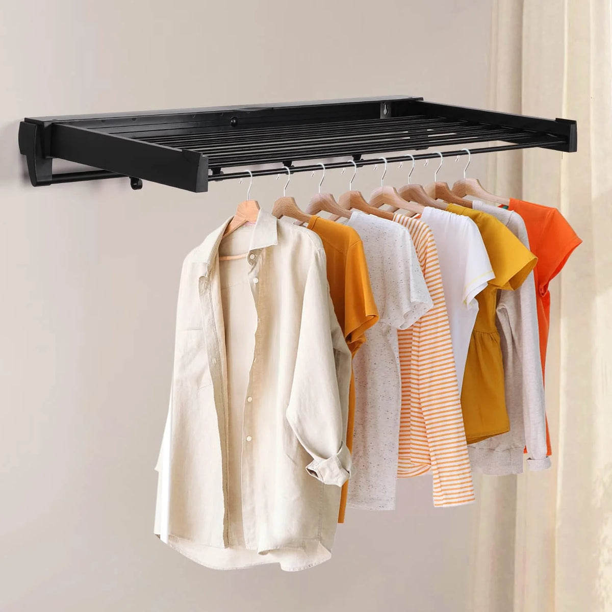 Clothes Drying Rack Wall-Mounted Foldable Space-Saving