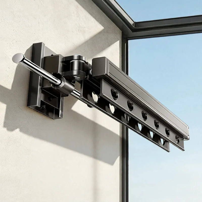 Clothes Drying Rod Wall-Mounted Foldable Aluminum Space-Saving