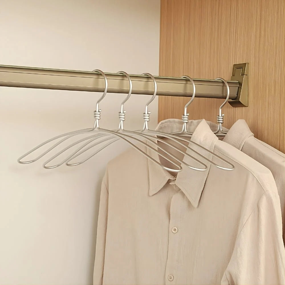 Clothes Hanger Set Aluminum Extra-Wide Heavy-Duty Set of 6