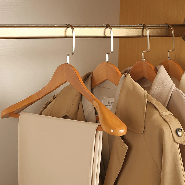 Clothes Hangers Curved Solid Wood Set of 4
