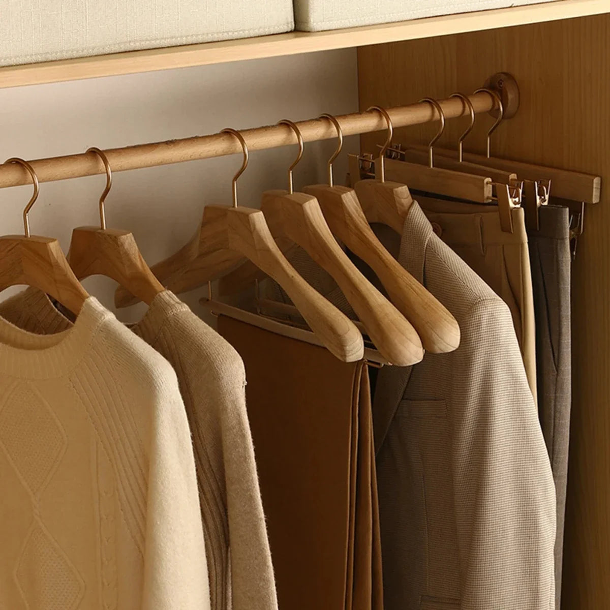 Clothes Hangers Wooden Wide Shoulder Set of 3