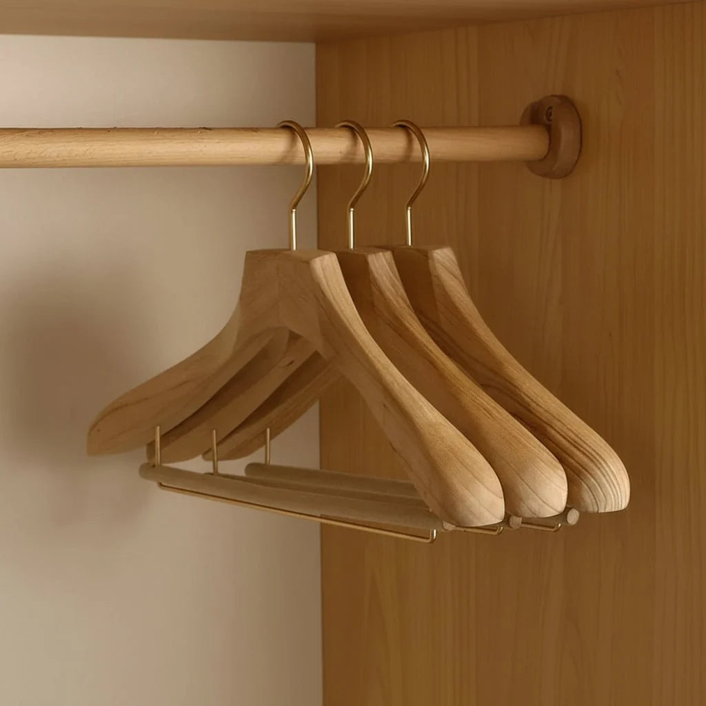 Clothes Hangers Wooden Wide Shoulder Set of 3
