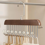Clothes Hook Organizer Wood & Metal Space-Saving Multi-Hook Design