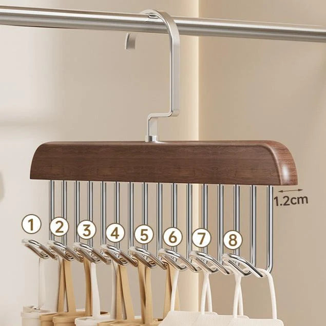 Clothes Hook Organizer Wood & Metal Space-Saving Multi-Hook Design