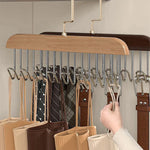 Clothes Hook Organizer Wood & Metal Space-Saving Multi-Hook Design