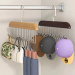 Clothes Hook Organizer Wood & Metal Space-Saving Multi-Hook Design