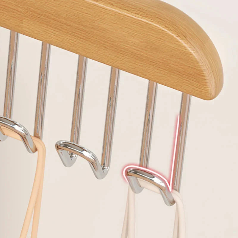 Clothes Hook Organizer Wood & Metal Space-Saving Multi-Hook Design
