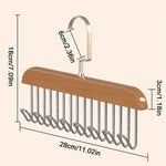 Clothes Hook Organizer Wood & Metal Space-Saving Multi-Hook Design