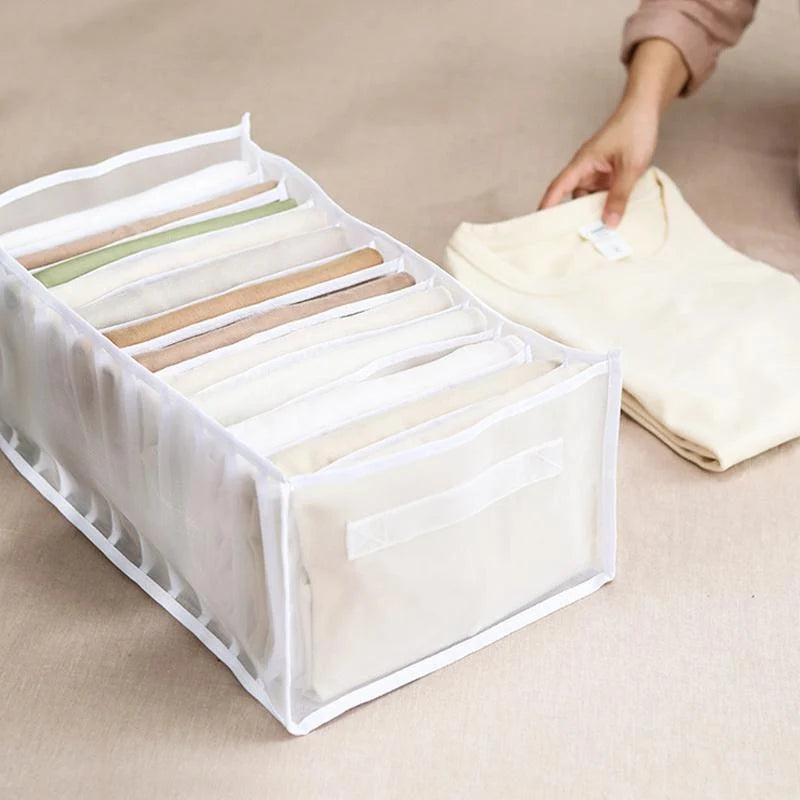 Clothes Organizer Foldable Clear Front Multiple Compartments