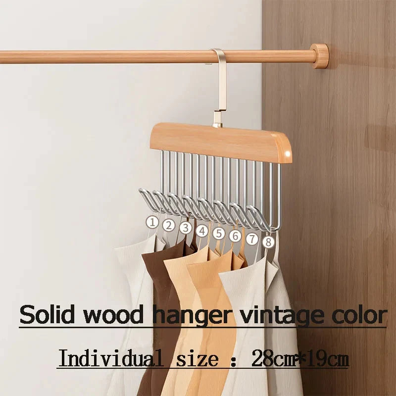 Clothes Organizer Rack Wood & Stainless Steel 8 Clips