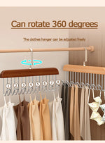 Clothes Organizer Rack Wood Stainless Steel 8 Clips