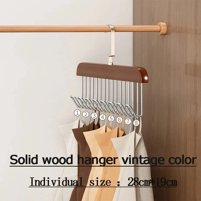 Clothes Organizer Rack Wood & Stainless Steel 8 Clips