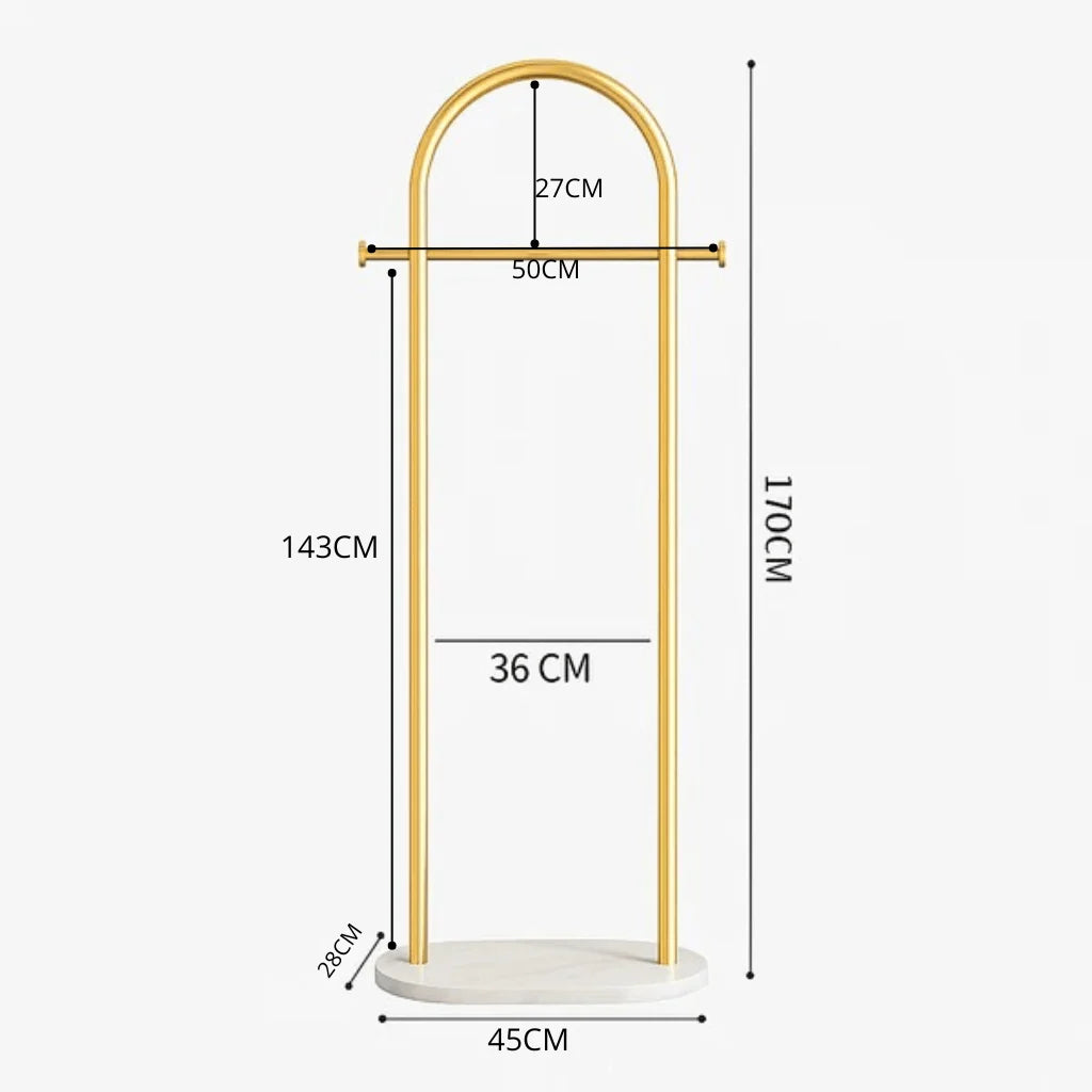 Clothes Rack Freestanding Metal Minimalist Design Gold Finish