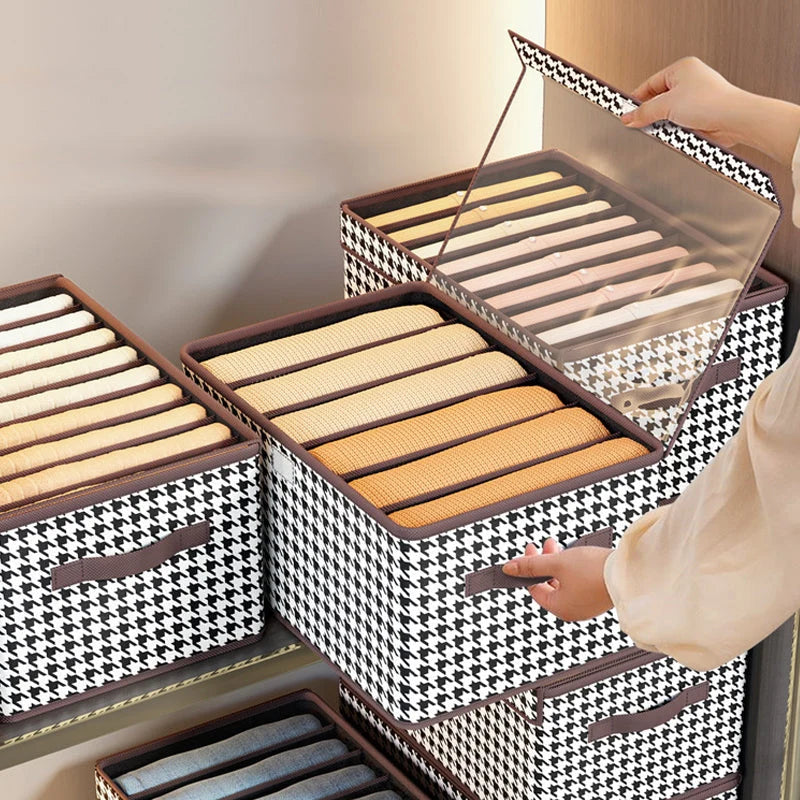 Clothes Storage Box Transparent Lid Stackable Reinforced Base
