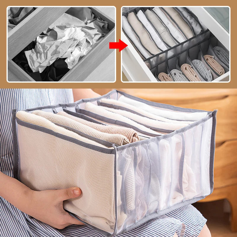 Clothing Drawer Organizer Compartmented Foldable Mesh Fabric