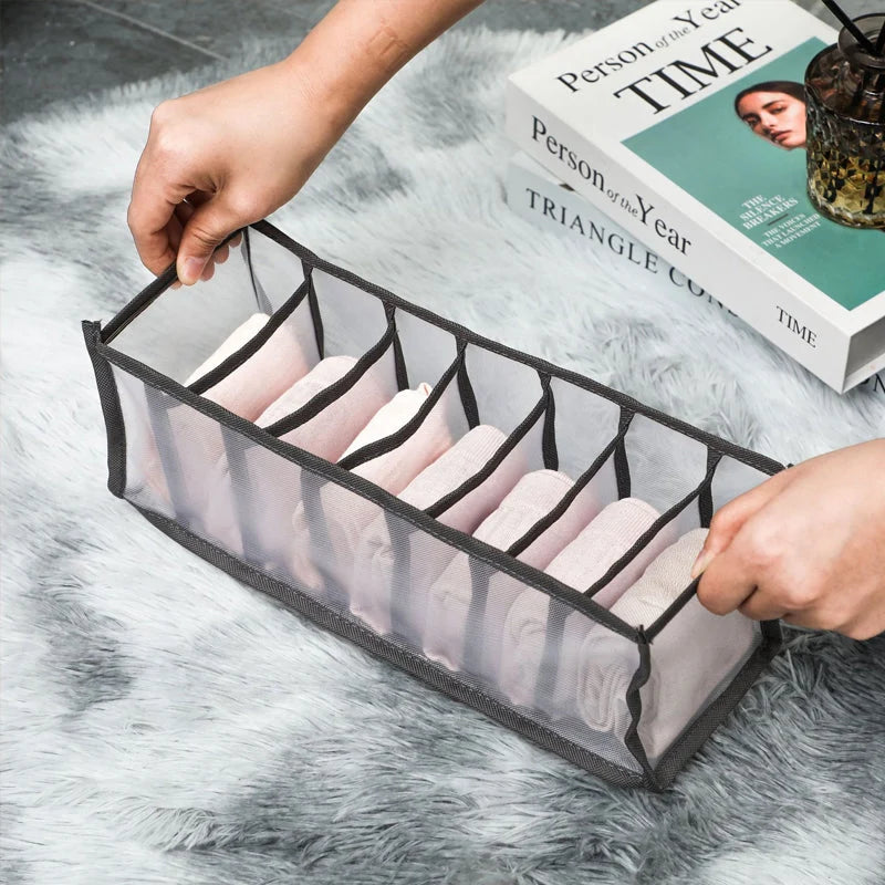 Clothing Drawer Organizer Compartmented Foldable Mesh Fabric