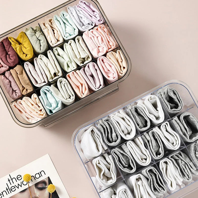 Clothing Drawer Organizer Transparent Stackable Breathable Washable