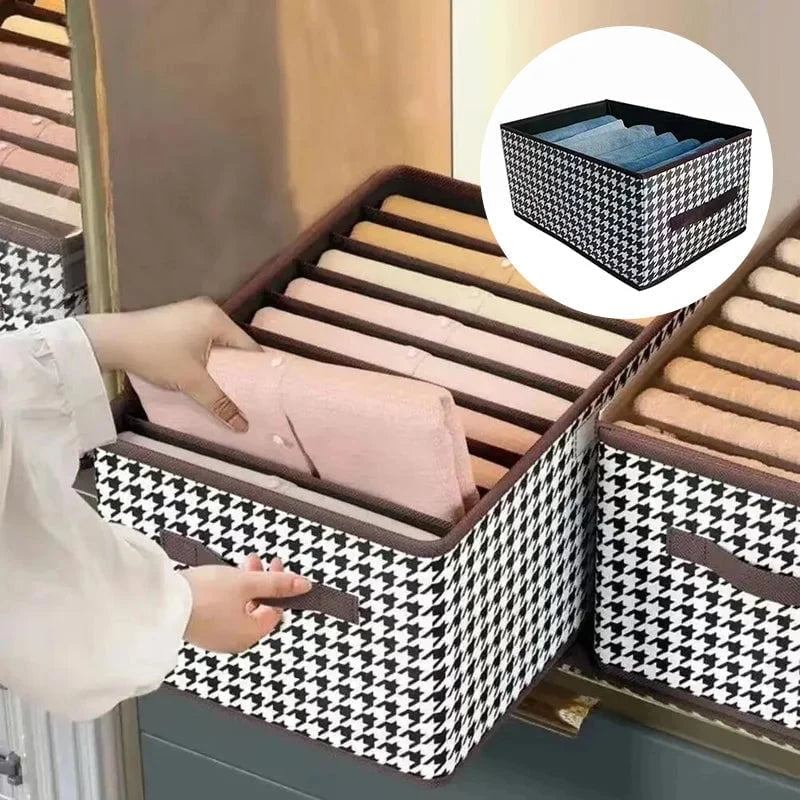 Clothing Organizer 6 Compartments Foldable Space-Saving With Handles