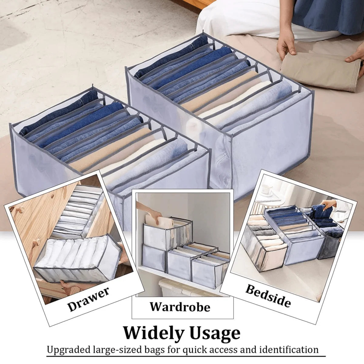Clothing Organizer Multi-Grid Foldable Stackable