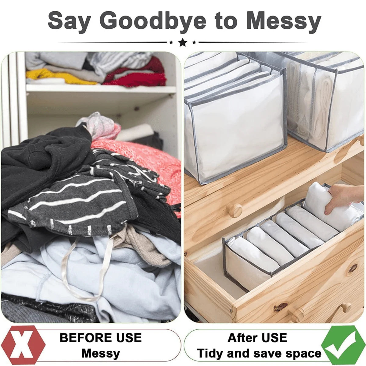 Clothing Organizer Multi-Grid Foldable Stackable