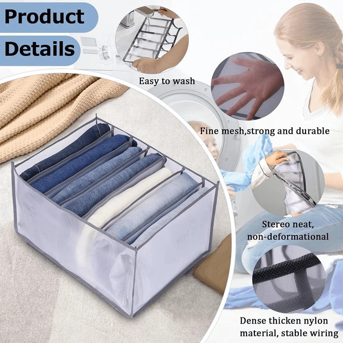Clothing Organizer Set Multi-Grid Washable Nylon