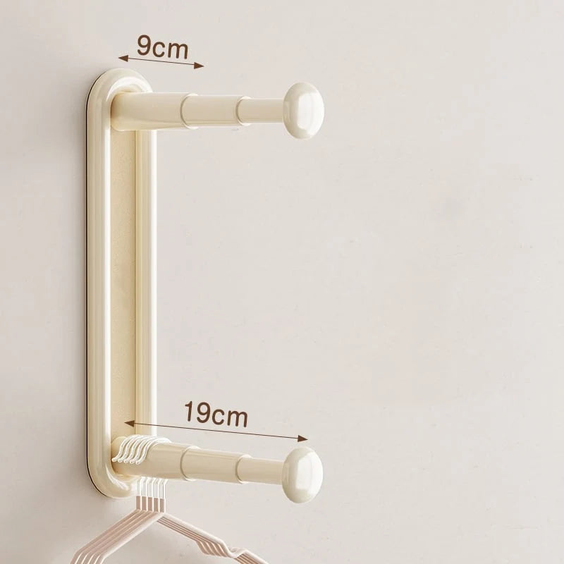Clothing Rack Wall-Mounted Dual Rods Height-Adjustable ABS Plastic