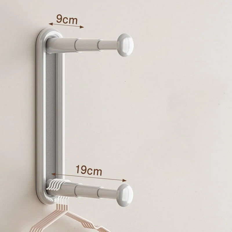 Clothing Rack Wall-Mounted Dual Rods Height-Adjustable ABS Plastic