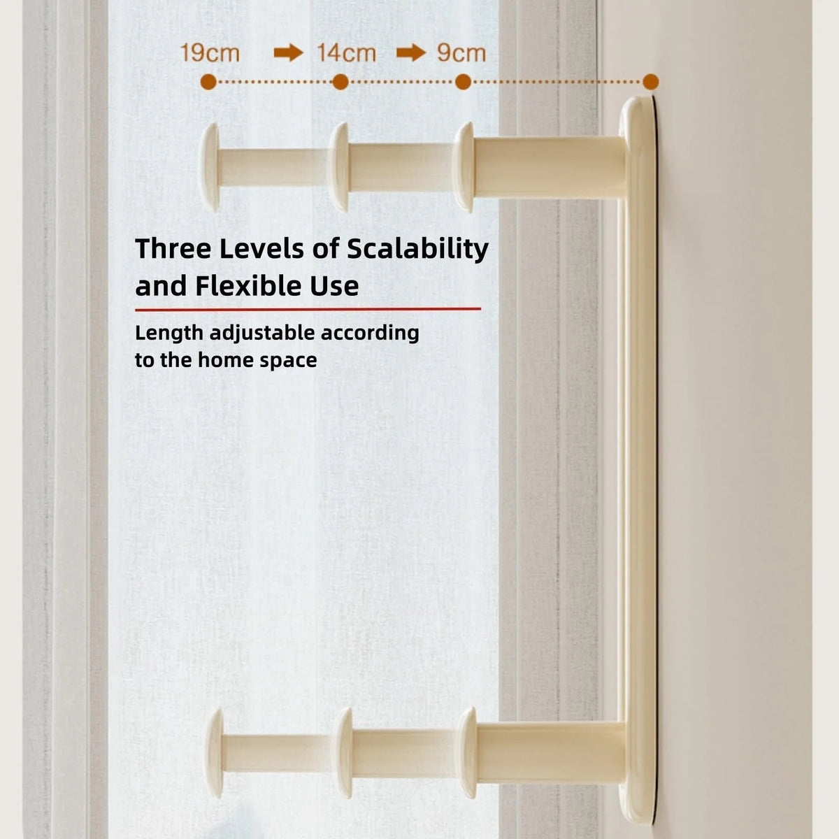 Clothing Rack Wall-Mounted Dual Rods Height-Adjustable ABS Plastic