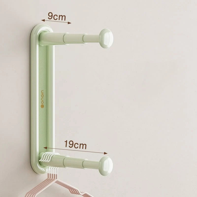 Clothing Rack Wall-Mounted Dual Rods Height-Adjustable ABS Plastic
