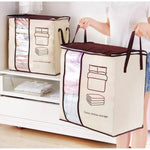 Clothing Storage Bag Transparent Window Double Zipper Foldable