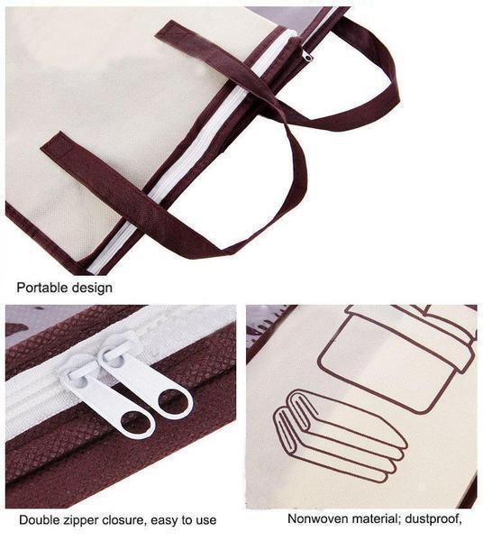 Clothing Storage Bag Transparent Window Double Zipper Foldable