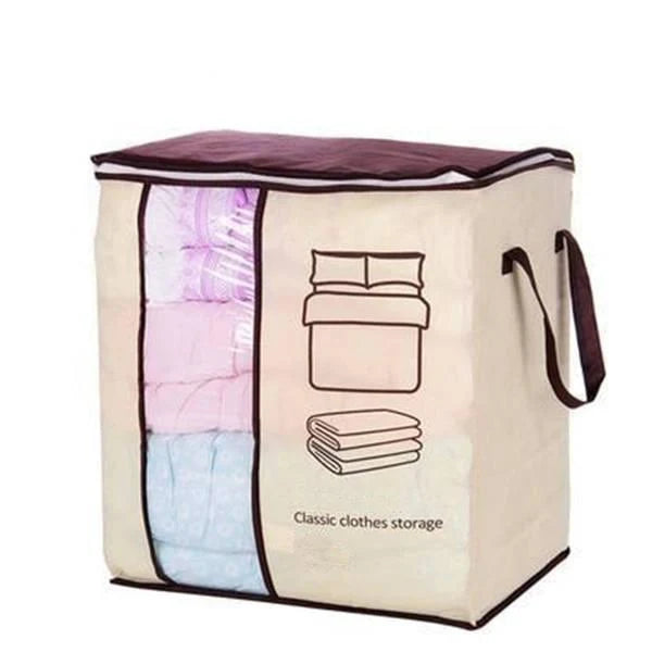 Clothing Storage Bag Transparent Window Double Zipper Foldable