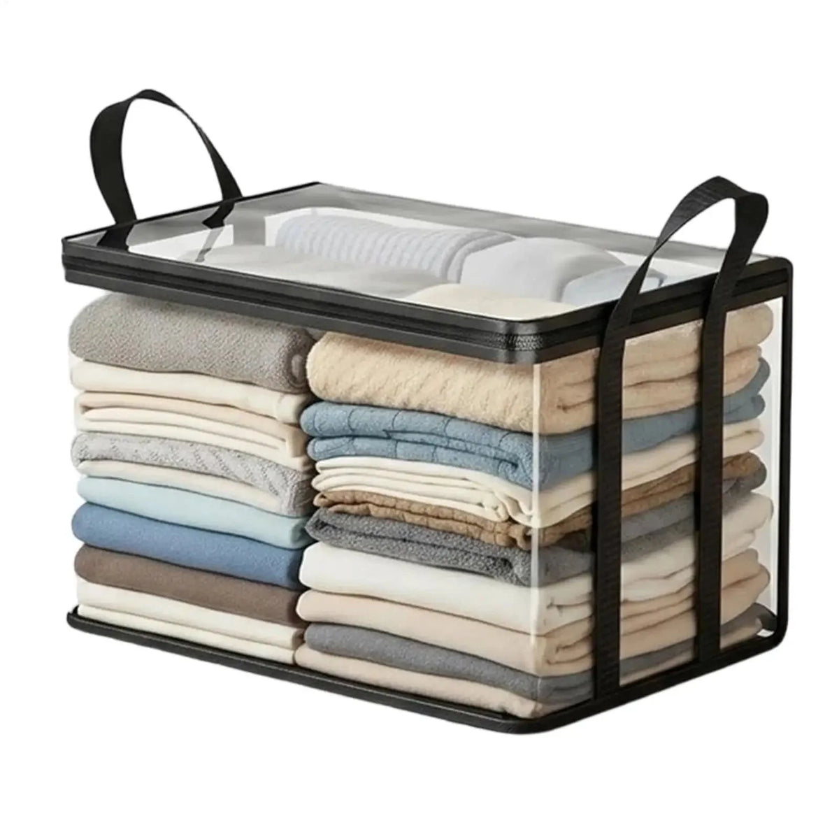 Clothing Storage Bags Clear Double-Zip Foldable Reinforced Handles