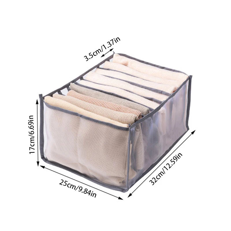 Clothing Storage Organizer Compartmented Foldable Mesh