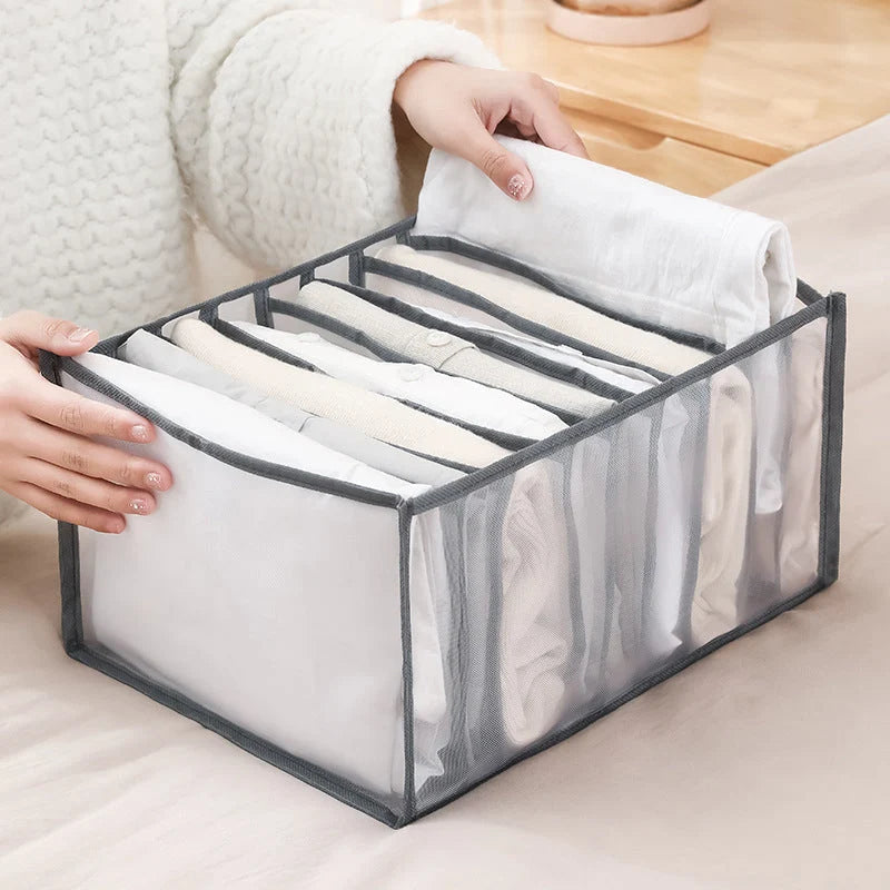 Clothing Storage Organizer Compartmented Foldable Mesh