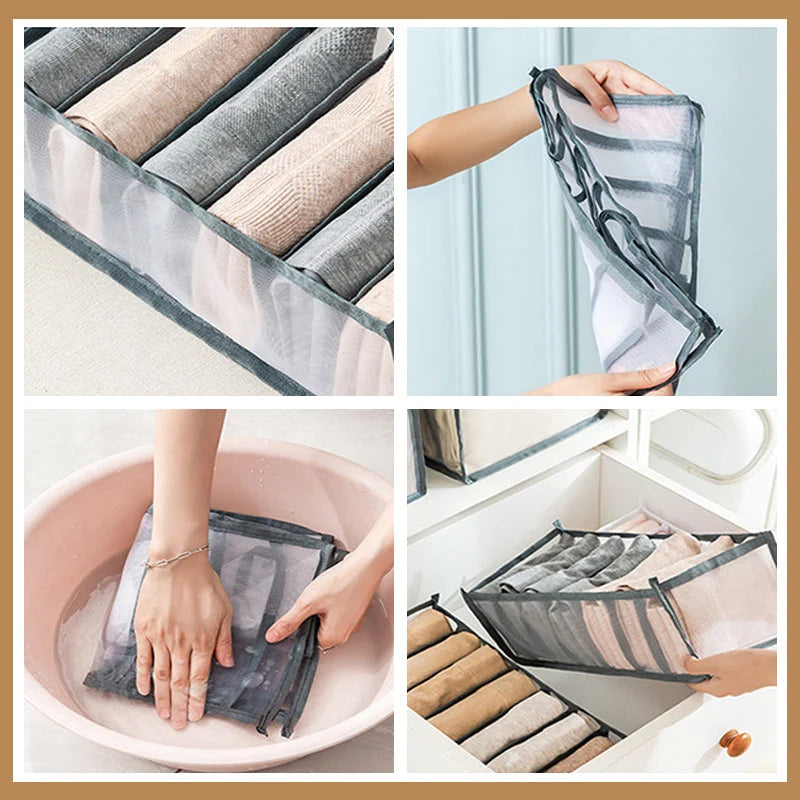 Clothing Storage Organizer Compartmented Foldable Mesh